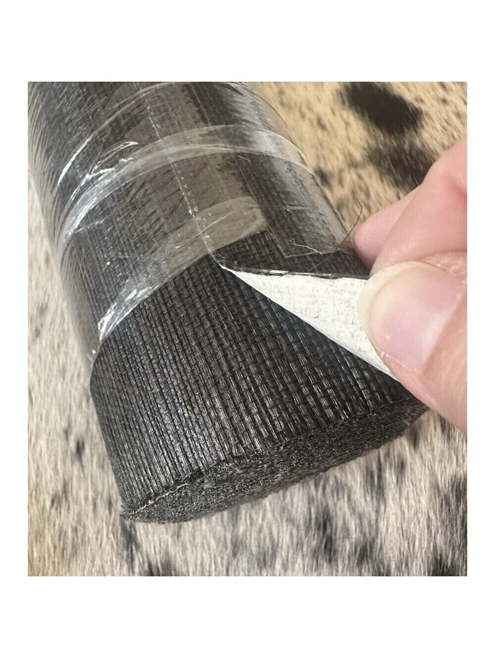Schumacher Natural Grasscloth Haruki Wallpaper Roll Jet (Black) #5004715 run 007